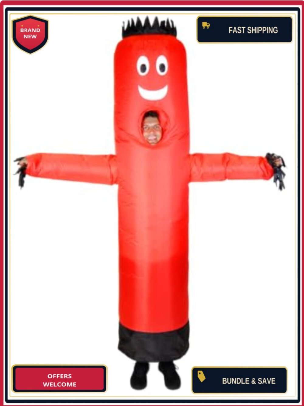 Inflatable Tube Man Costume Adult Wacky Wavy Arm Funny Halloween